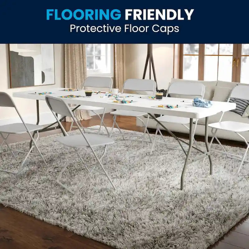 30W x 96L Bi-Fold Granite White Plastic Event Table with Carrying Handle