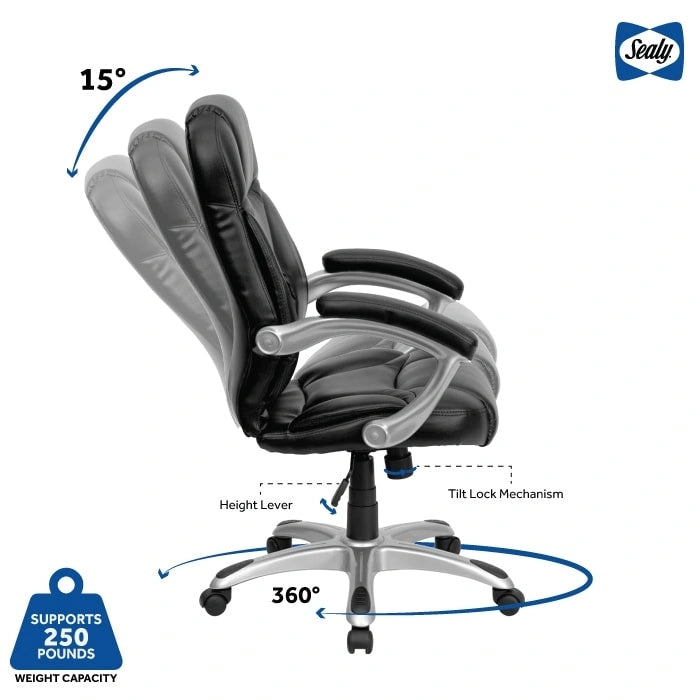 Sealy Kronos Mid-Back Ergonomic Swivel Office Chair with Padded Armrests