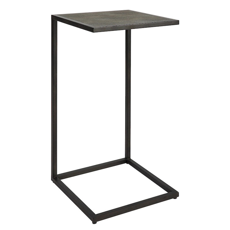 Antique Black Iron and Shagreen Accent Table by Matthew Williams