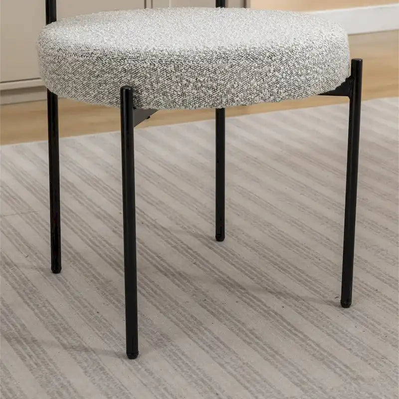 Roundhill Durban 5-Piece Round Dining Set, Trestle Dining Table with 4 Boucle Chairs