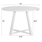 Roundhill Durban 5-Piece Round Dining Set, Trestle Dining Table with 4 Boucle Chairs