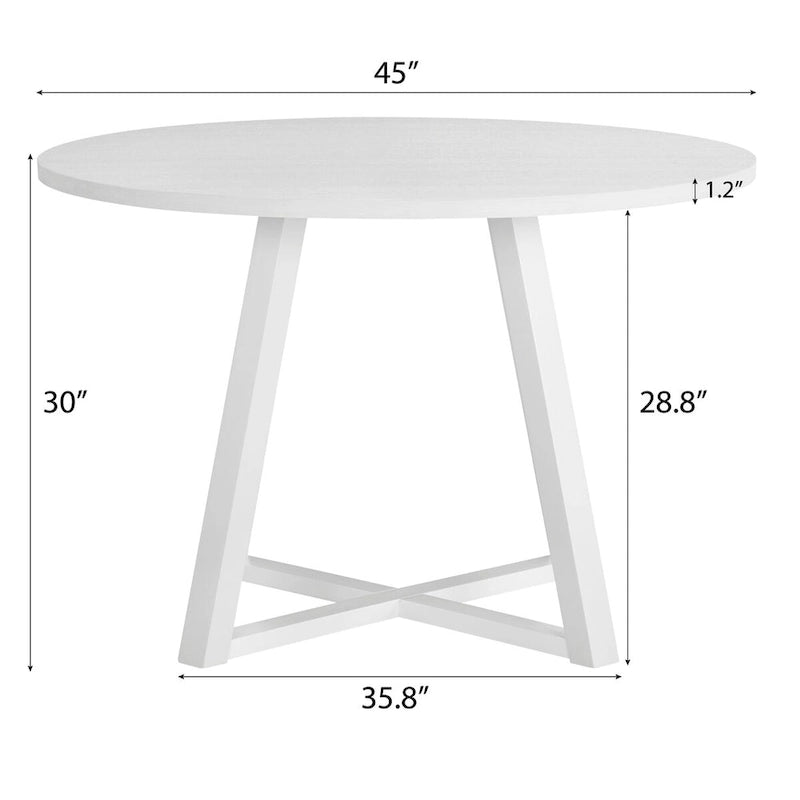 Roundhill Durban 5-Piece Round Dining Set, Trestle Dining Table with 4 Boucle Chairs