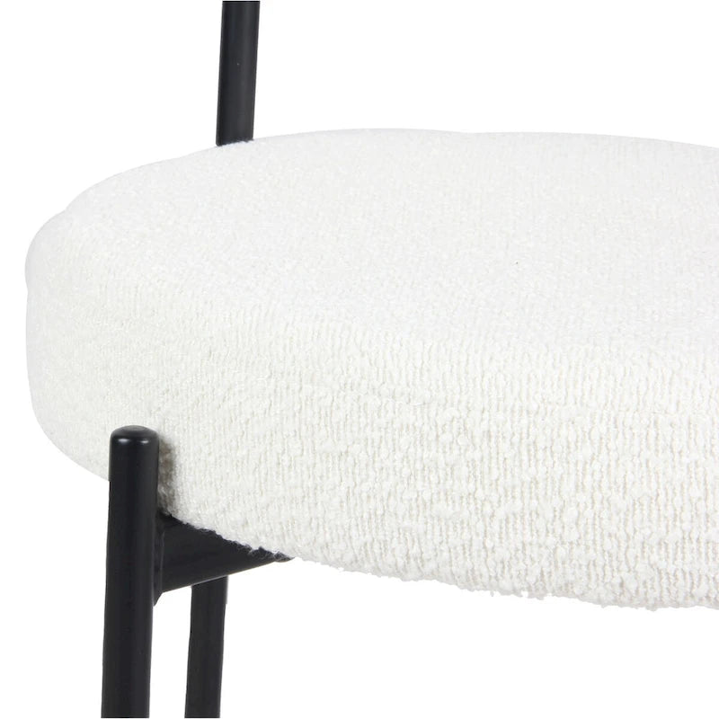 Roundhill Durban 5-Piece Round Dining Set, Trestle Dining Table with 4 Boucle Chairs
