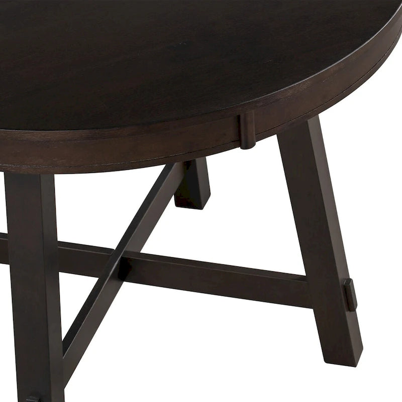 Round Extendable Wood Kitchen Dining Table with 16 Leaf