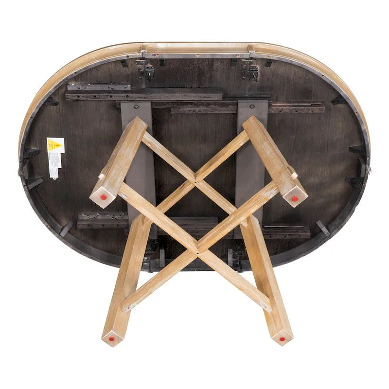 Round Extendable Wood Kitchen Dining Table with 16 Leaf