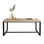 Natural Wood Coffee Table - Black Metal Legs 39"