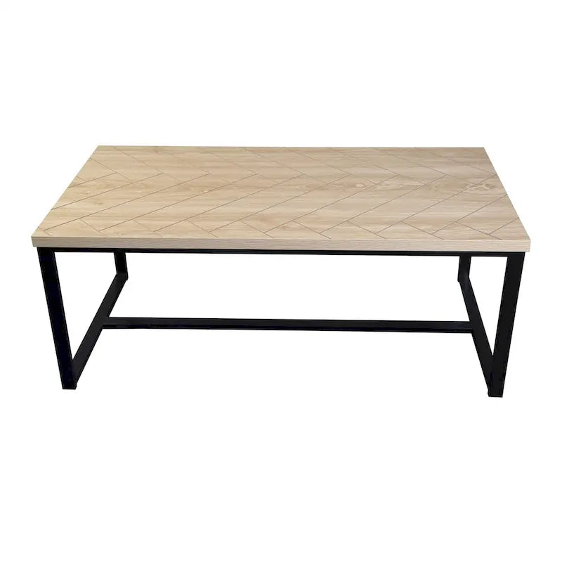 Natural Wood Coffee Table - Black Metal Legs 39"