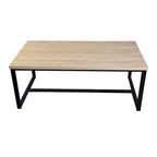 Natural Wood Coffee Table - Black Metal Legs 39"