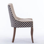 Thickened Fabric Dining Chair with solid wood legs, Set of 2