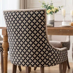 Thickened Fabric Dining Chair with solid wood legs, Set of 2