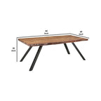 Isla 80 Inch Acacia Wood Dining Table, Live Edges, Brown, Black