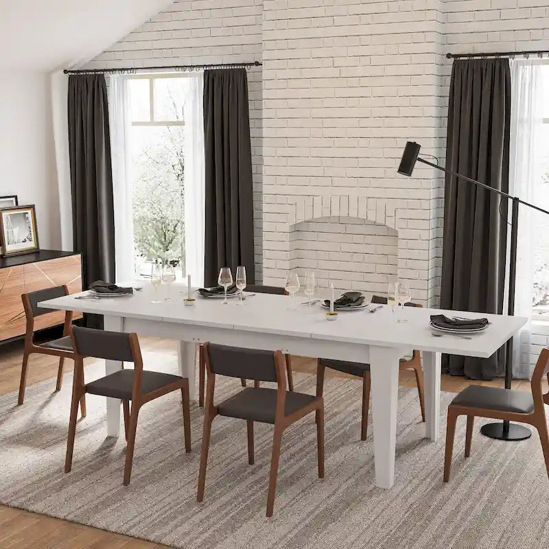 Rectangular Extendable Dining Table Functional Kitchen Table for 4-12 People