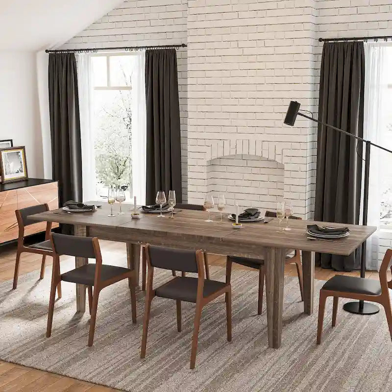 Rectangular Extendable Dining Table Functional Kitchen Table for 4-12 People