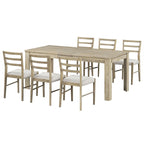 7-Piece Wooden Extendable Dining Table Set with 12 Leaf and 2 Drawers, 6 Chairs