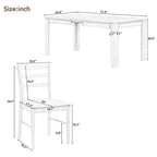 7-Piece Wooden Extendable Dining Table Set with 12 Leaf and 2 Drawers, 6 Chairs