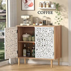 Anmytek 2-Door Hollow-Carved Wood Buffets and Sideboards Storage Cabinet for Living Room - 31.5W x 13.78D x 30.71H