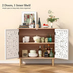 Anmytek 2-Door Hollow-Carved Wood Buffets and Sideboards Storage Cabinet for Living Room - 31.5W x 13.78D x 30.71H