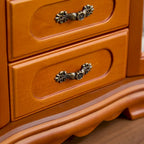 Stufurhome Solid Wooden Jewelry Box with 5-Drawers Built-in Necklace hook and Mirror Brown