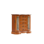 Stufurhome Solid Wooden Jewelry Box with 5-Drawers Built-in Necklace hook and Mirror Brown