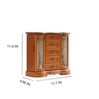 Stufurhome Solid Wooden Jewelry Box with 5-Drawers Built-in Necklace hook and Mirror Brown