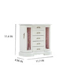 Stufurhome Solid Wooden Jewelry Box with 5-Drawers Built-in Necklace hook and Mirror Brown