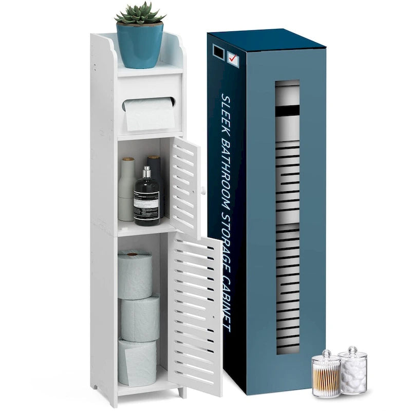 Nestl Bathroom Storage Organizer - Floor Standing Tall Cabinet for Toilet Paper, Towel & Other Bathroom Storage Accessories
