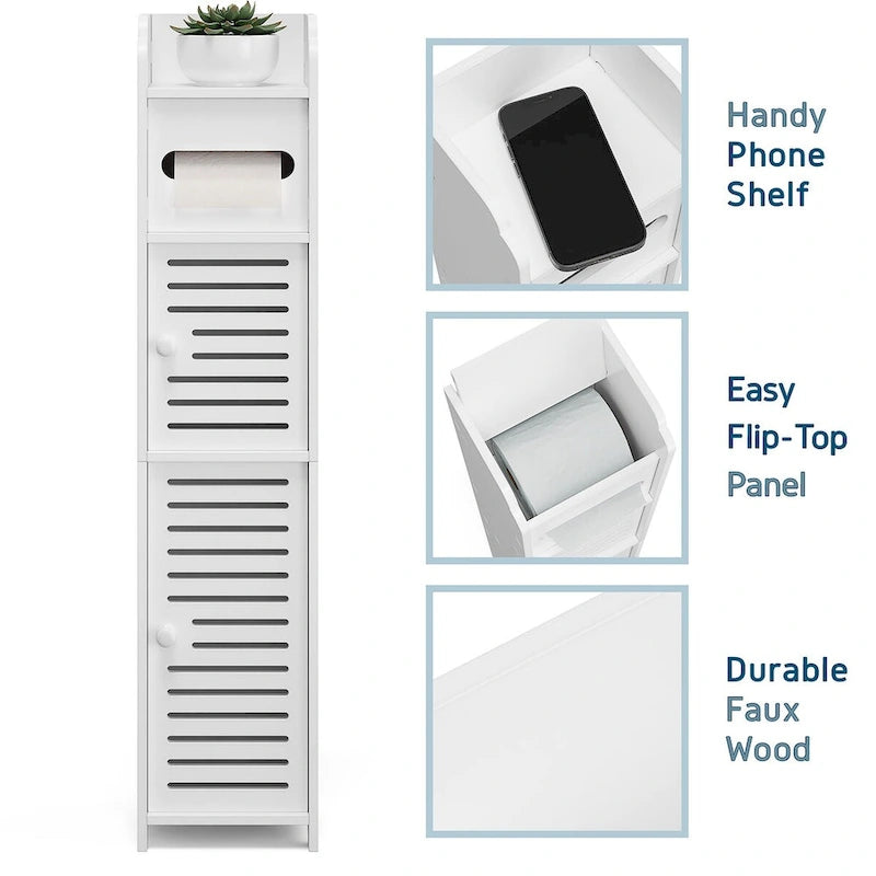 Nestl Bathroom Storage Organizer - Floor Standing Tall Cabinet for Toilet Paper, Towel & Other Bathroom Storage Accessories