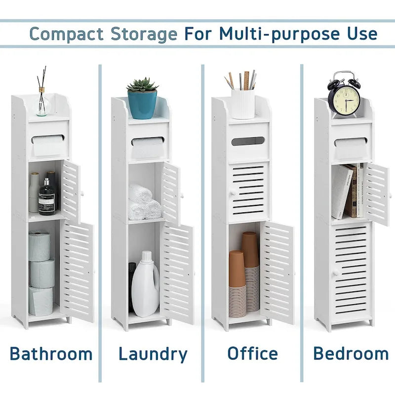 Nestl Bathroom Storage Organizer - Floor Standing Tall Cabinet for Toilet Paper, Towel & Other Bathroom Storage Accessories