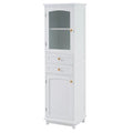 Tall Bathroom Storage Cabinet with Glass Doors Free Standing Cabinet with Two Drawers