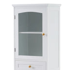 Tall Bathroom Storage Cabinet with Glass Doors Free Standing Cabinet with Two Drawers