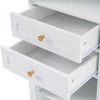 Tall Bathroom Storage Cabinet with Glass Doors Free Standing Cabinet with Two Drawers