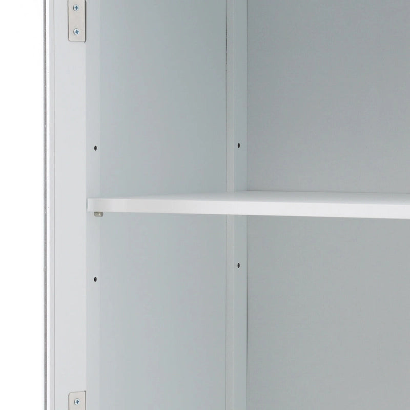Tall Bathroom Storage Cabinet with Glass Doors Free Standing Cabinet with Two Drawers