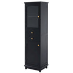 Tall Bathroom Storage Cabinet with Glass Doors Free Standing Cabinet with Two Drawers