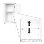 RiverRidge Somerset Corner Floor Bathroom Storage Cabinet Organizer with Doors and an Adjustable Shelf - White