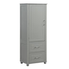 61.4 Tall Bathroom Storage Cabinet, Two Drawers and Adjustable Shelf