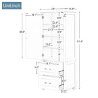 61.4 Tall Bathroom Storage Cabinet, Two Drawers and Adjustable Shelf
