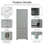 61.4 Tall Bathroom Storage Cabinet, Two Drawers and Adjustable Shelf