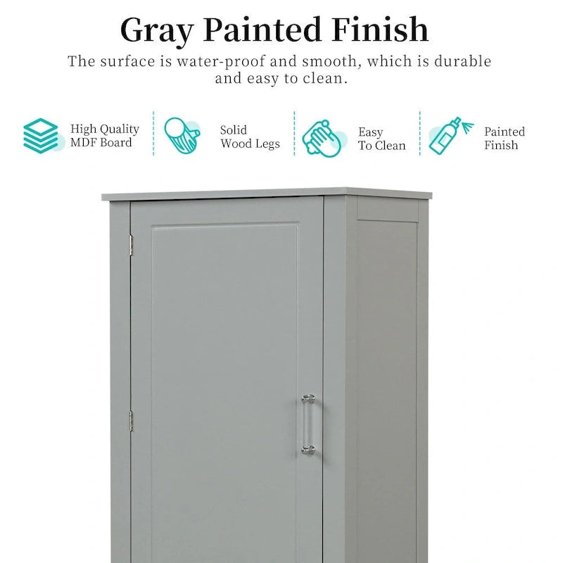 61.4 Tall Bathroom Storage Cabinet, Two Drawers and Adjustable Shelf