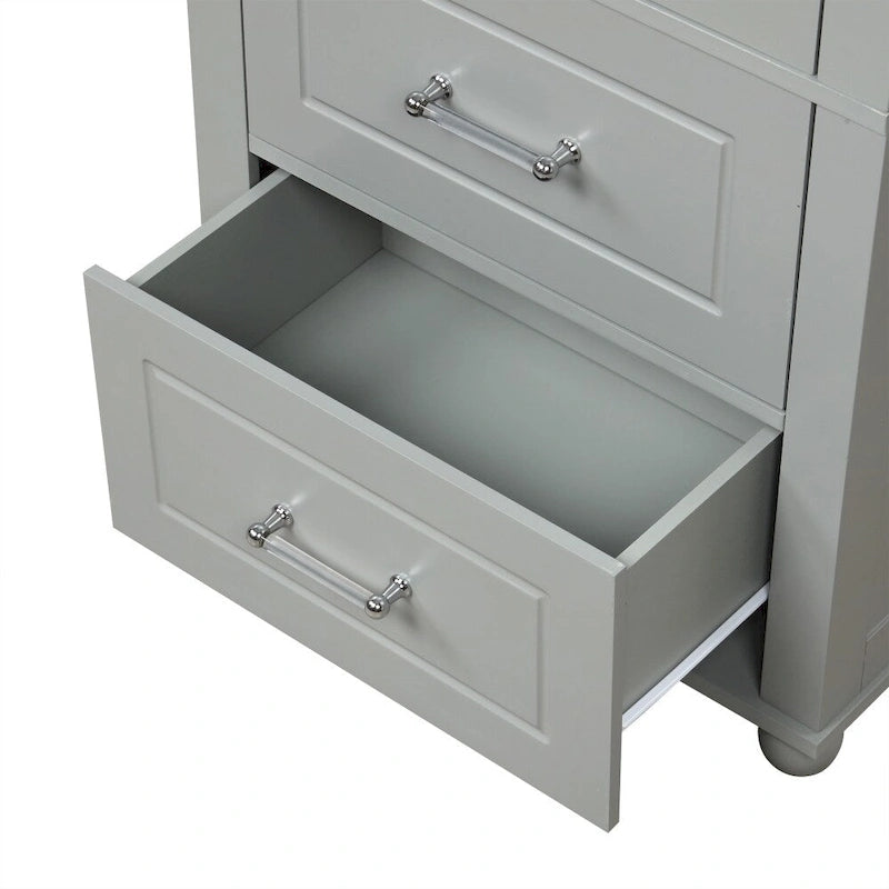 61.4 Tall Bathroom Storage Cabinet, Two Drawers and Adjustable Shelf