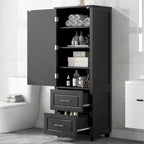 61.4 Tall Bathroom Storage Cabinet, Two Drawers and Adjustable Shelf