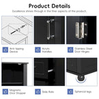 61.4 Tall Bathroom Storage Cabinet, Two Drawers and Adjustable Shelf