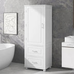 61.4 Tall Bathroom Storage Cabinet, Two Drawers and Adjustable Shelf