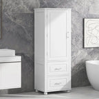 61.4 Tall Bathroom Storage Cabinet, Two Drawers and Adjustable Shelf