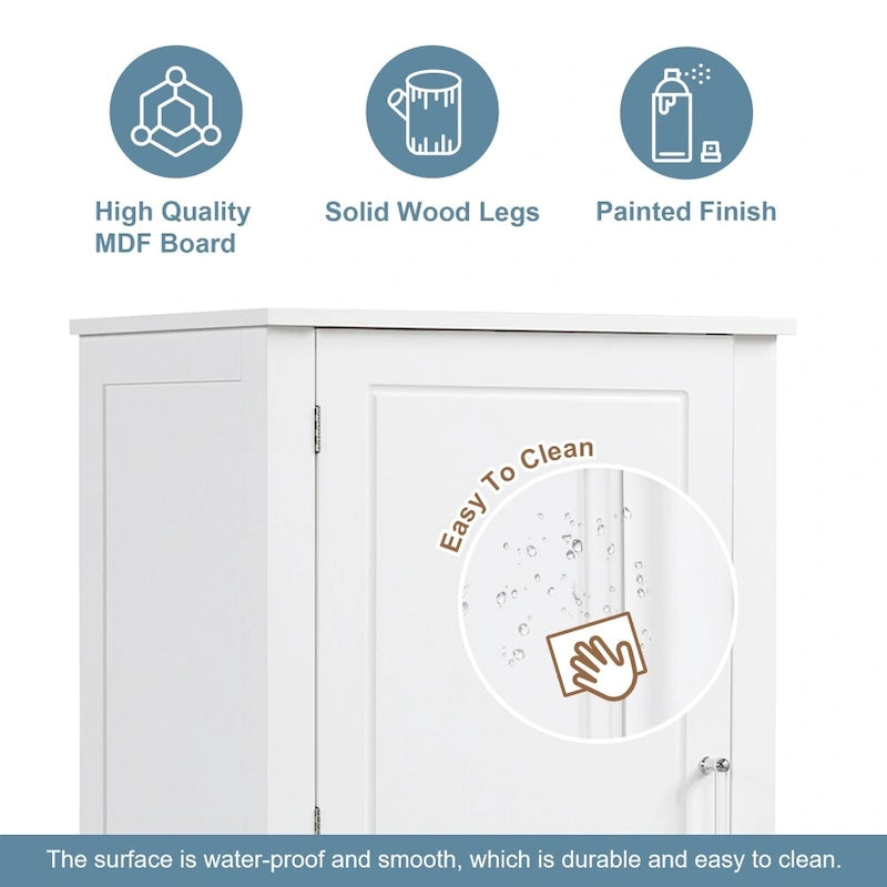 61.4 Tall Bathroom Storage Cabinet, Two Drawers and Adjustable Shelf
