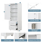 61.4 Tall Bathroom Storage Cabinet, Two Drawers and Adjustable Shelf