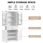 Bathroom Storage Cabinet with Doors and Drawer, Multiple Storage Space, Adjustable Shelf