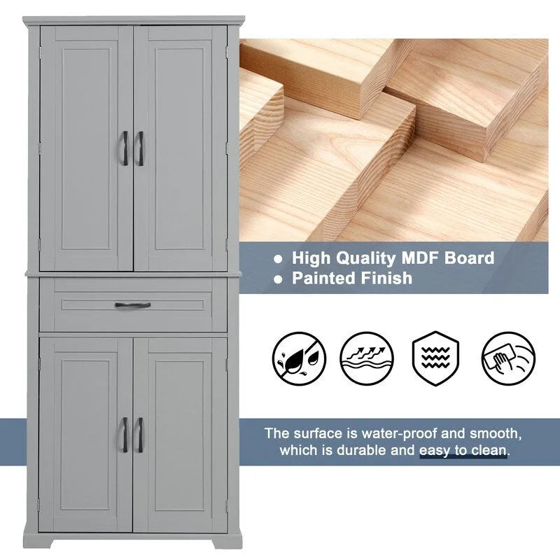 Bathroom Storage Cabinet with Doors and Drawer, Multiple Storage Space, Adjustable Shelf