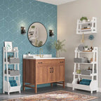 RiverRidge Amery 4-Tier 24in Ladder Shelf with Display Shelf and Storage Organizer Bin - White with 2 10 Floating Bookshelves