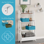 RiverRidge Amery 4-Tier 24in Ladder Shelf with Display Shelf and Storage Organizer Bin - White with 2 10 Floating Bookshelves