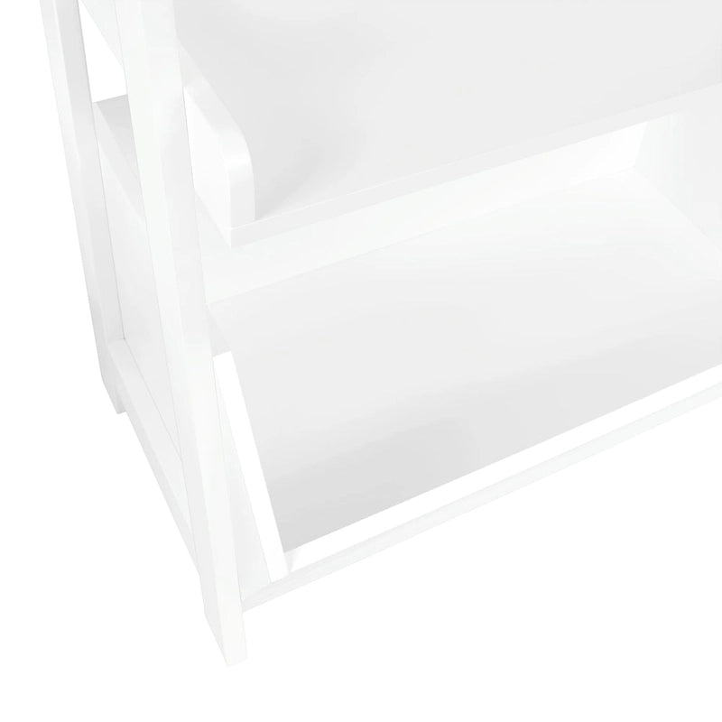 RiverRidge Amery 4-Tier 24in Ladder Shelf with Display Shelf and Storage Organizer Bin - White with 2 10 Floating Bookshelves